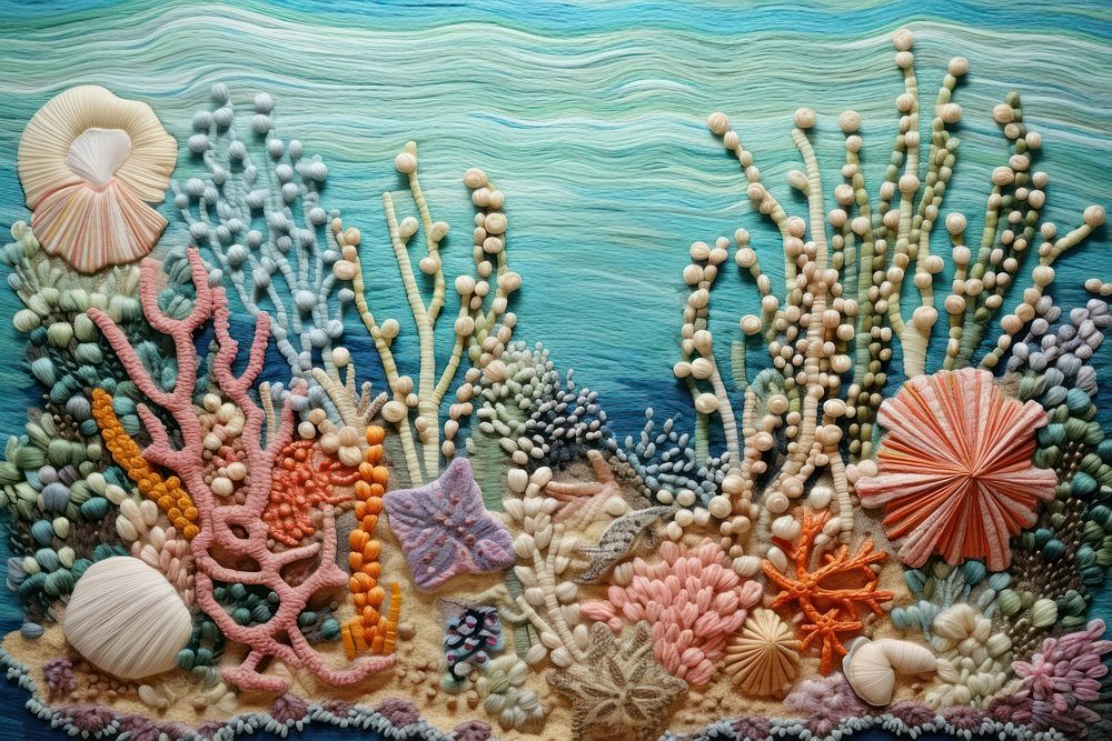 Embroidery background of a sea backgrounds pattern nature.