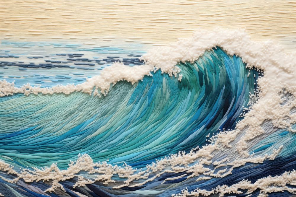 Embroidery background of a wave backgrounds nature ocean.
