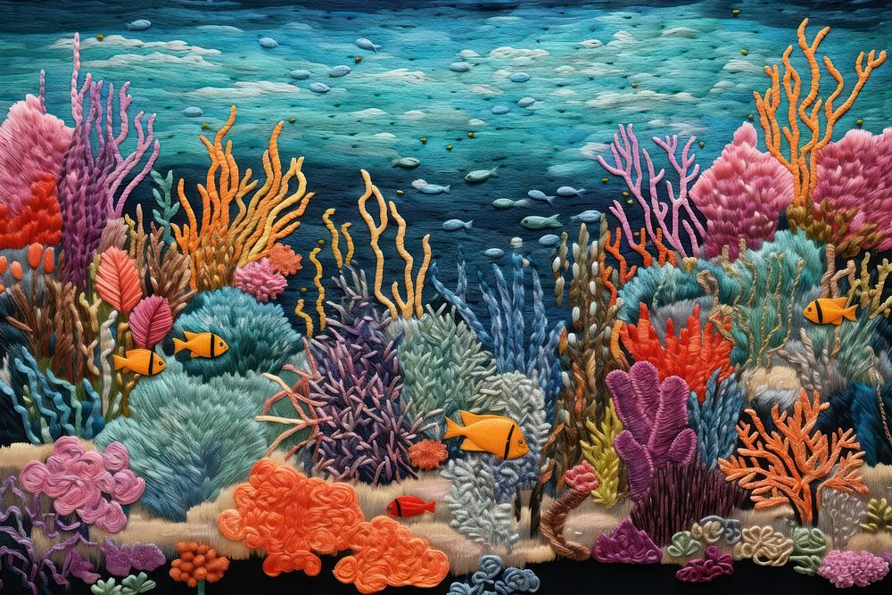 Embroidery background of an ocean backgrounds outdoors aquarium.