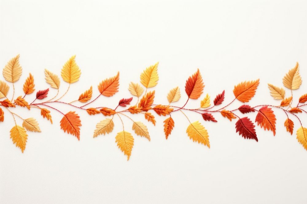 Embroidery of a autumn leaf border backgrounds pattern plant.