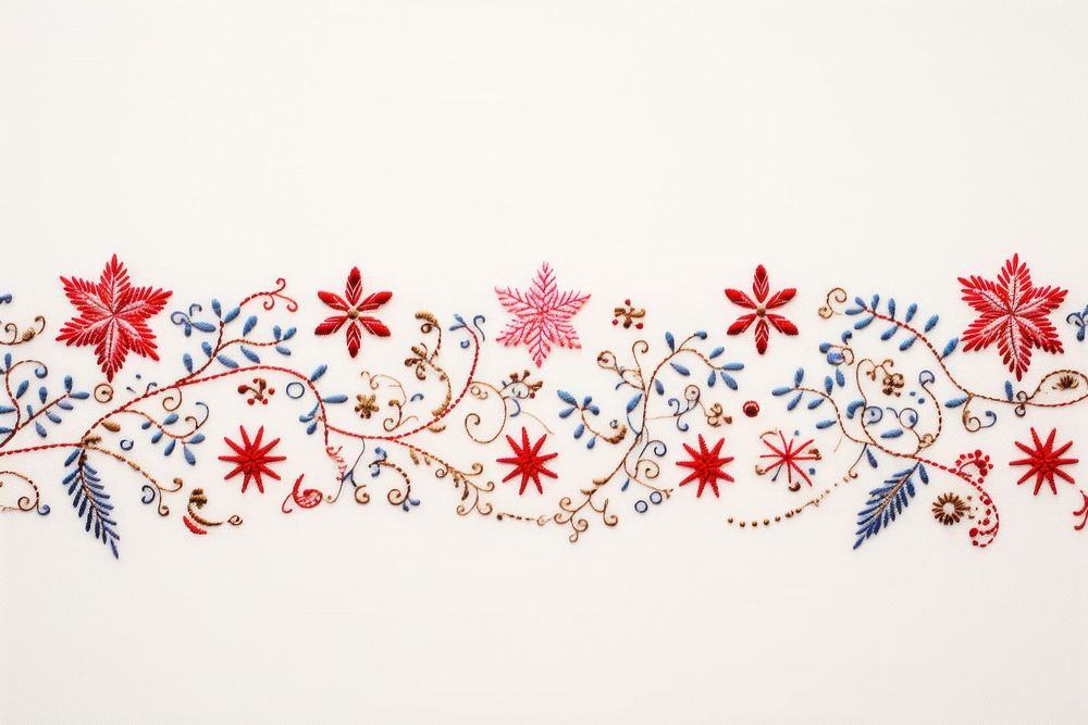 Embroidery of a christmas decorations border pattern art creativity.