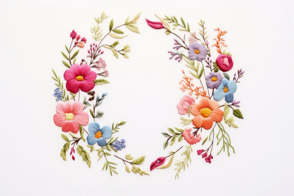 Embroidery of a floral frame pattern plant art.