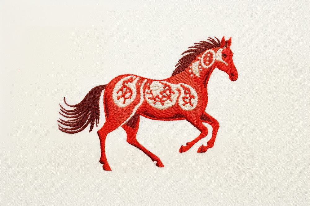 Embroidery of a horse border animal mammal representation.