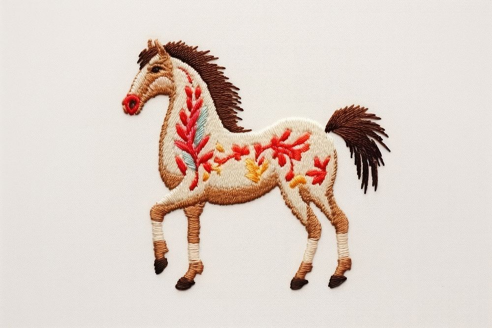 Embroidery of a horse border pattern animal mammal.