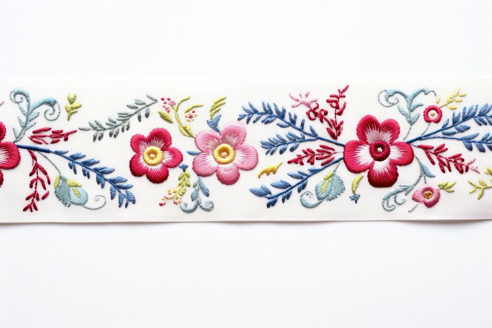 Embroidery of a ribbon border porcelain pattern art.