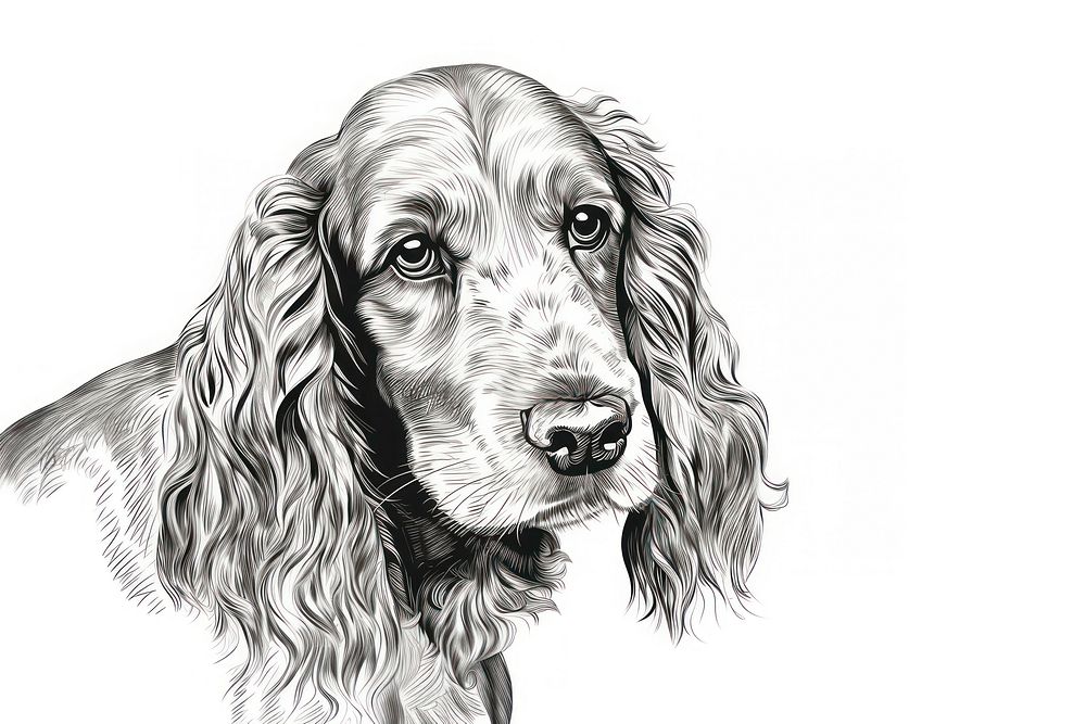  Cocker spaniel dog drawing sketch animal. AI generated Image by rawpixel.