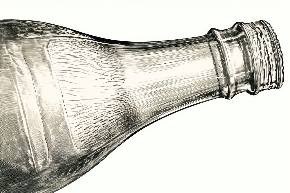  Champaign bottle sketch glass drink. AI generated Image by rawpixel.
