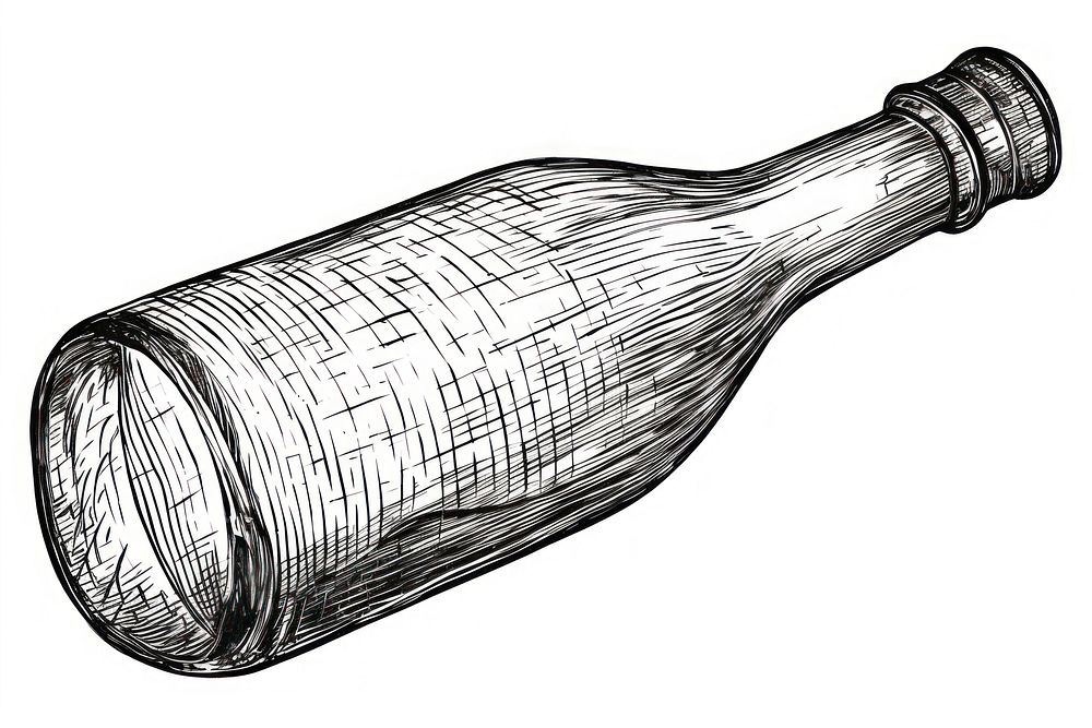  Champaign bottle drawing sketch glass. AI generated Image by rawpixel.