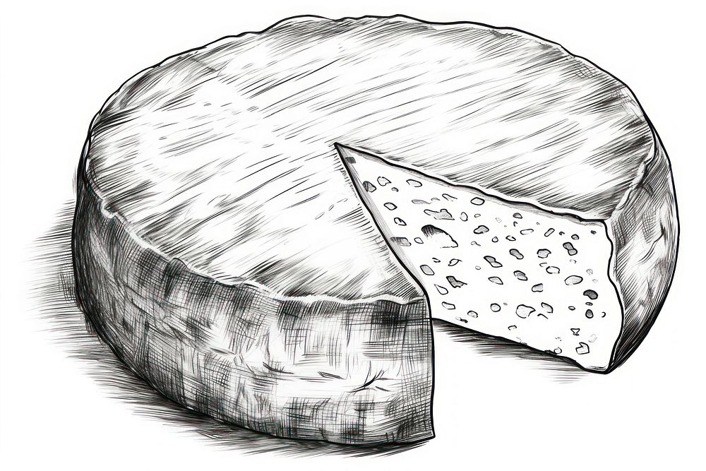  Cheese wheel sketch drawing food. AI generated Image by rawpixel.