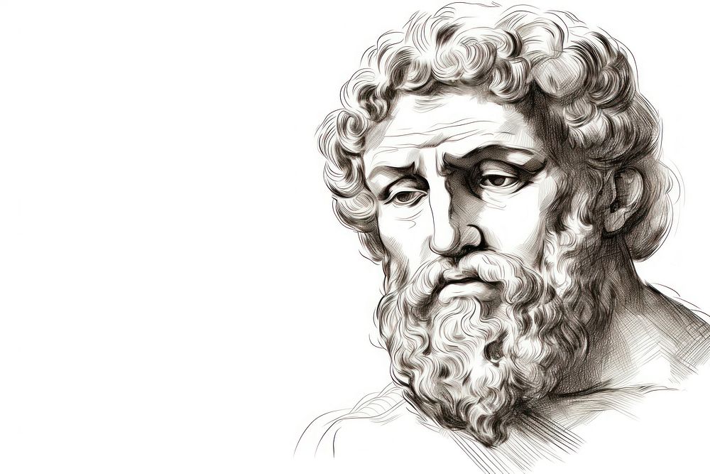  Greek god statue drawing sketch portrait. AI generated Image by rawpixel.