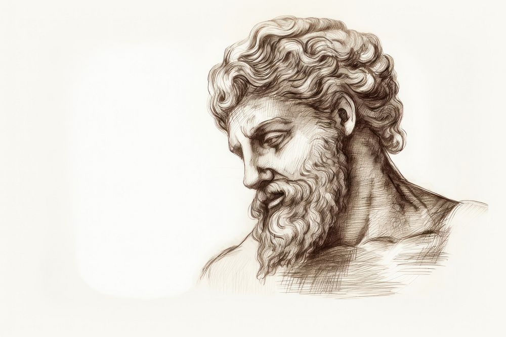  Greek god statue drawing sketch portrait. AI generated Image by rawpixel.