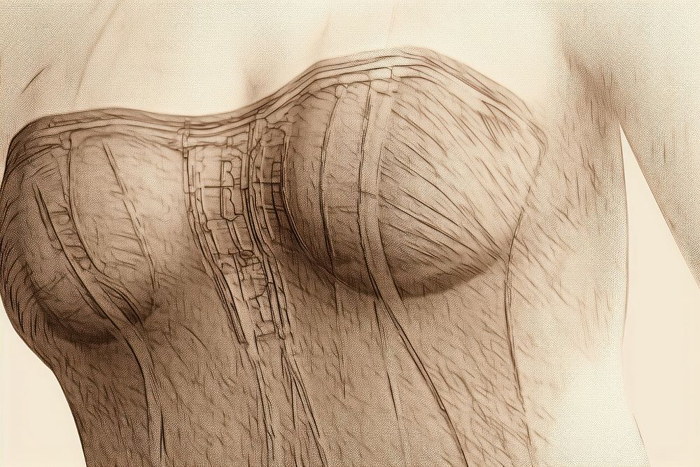  Mannequin waeing dress drawing sketch back. AI generated Image by rawpixel.