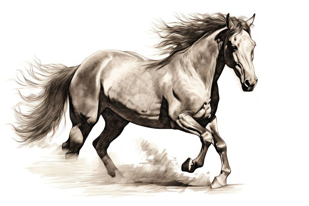  Running horse drawing sketch stallion. AI generated Image by rawpixel.