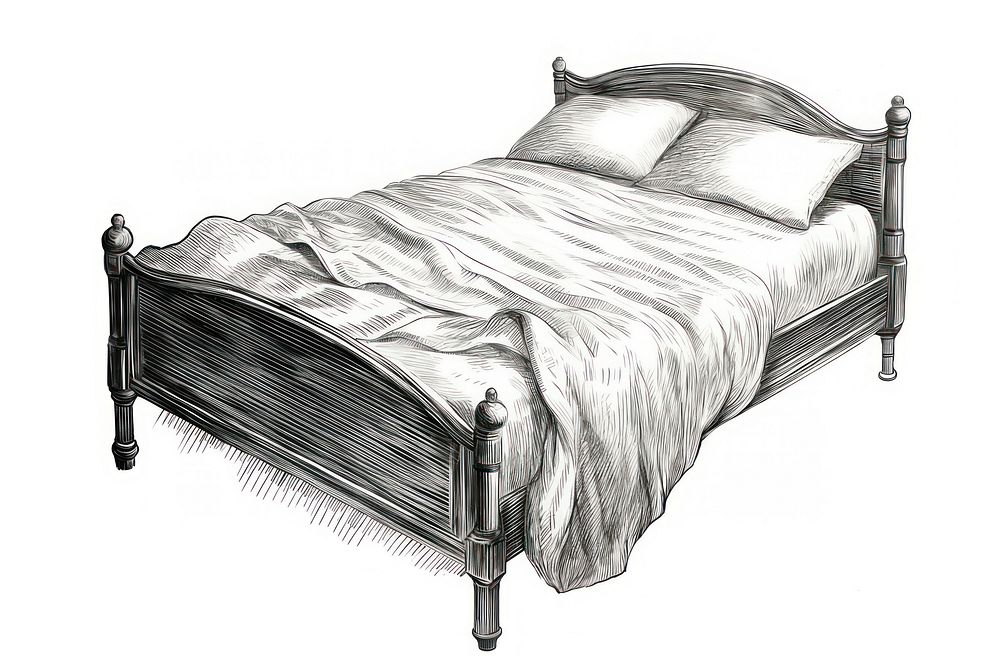  Vintage bed drawing sketch furniture. AI generated Image by rawpixel.