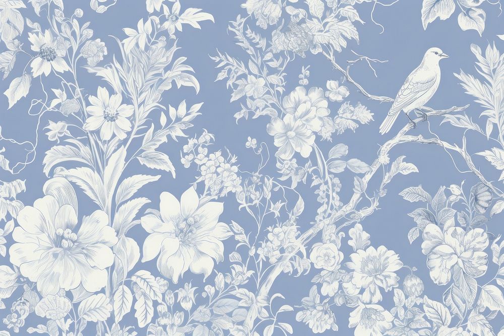 Birds and flowers wallpaper pattern nature.