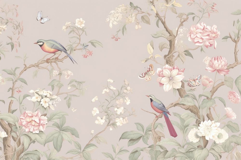 Birds and flowers wallpaper pattern backgrounds.