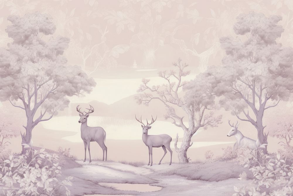 Deers landscape mammal sketch.
