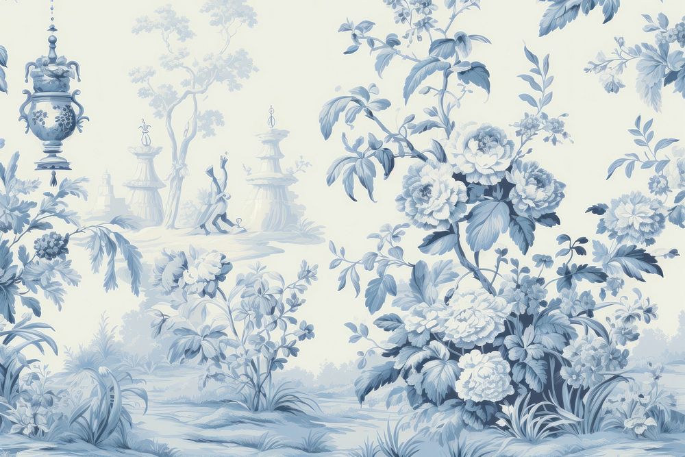 Flower garden wallpaper porcelain pattern.