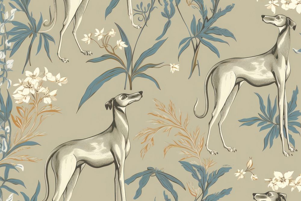 Greyhound wallpaper pattern drawing.