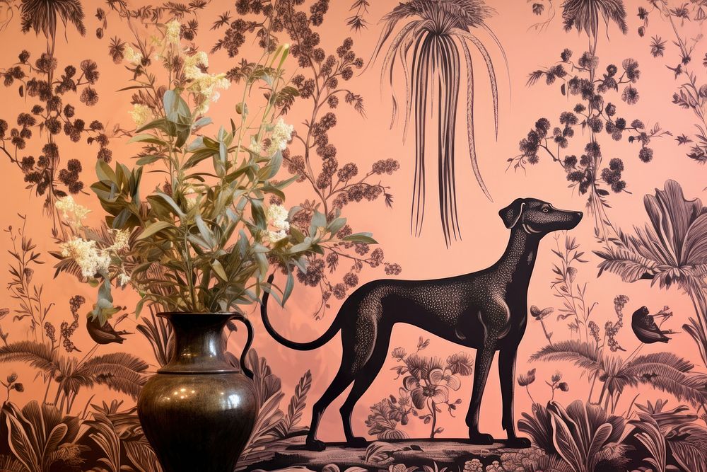 Greyhound wallpaper painting pattern.