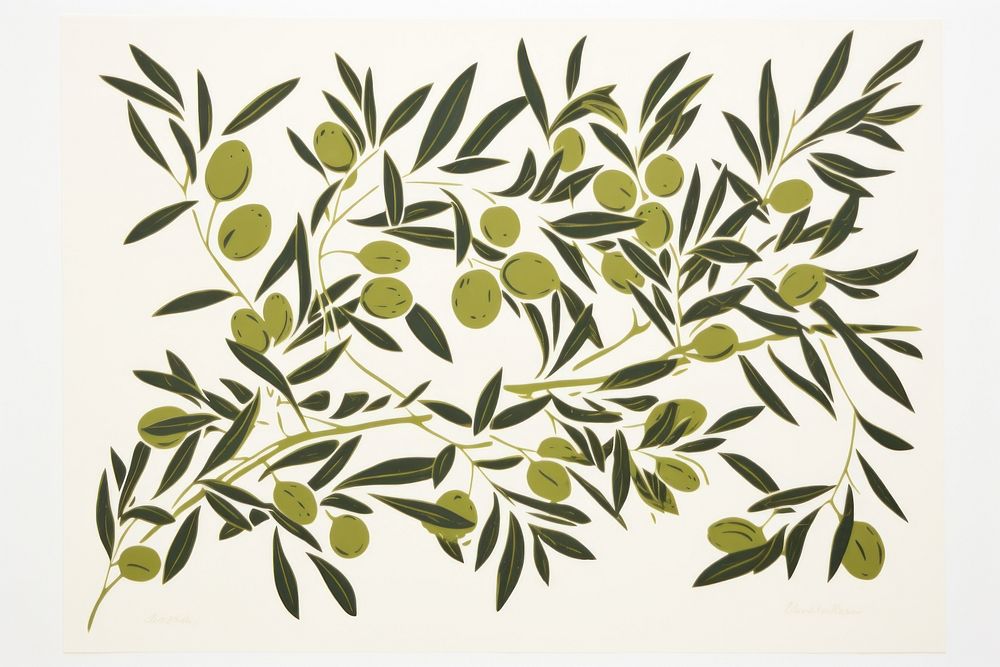 Olive branches pattern plant leaf.