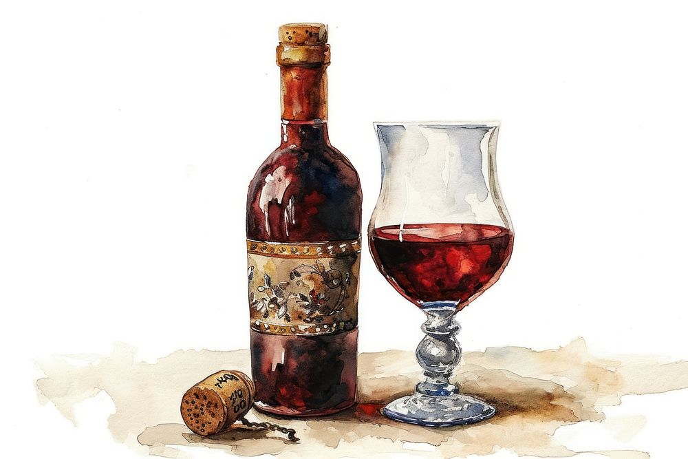 Wine painting bottle glass.