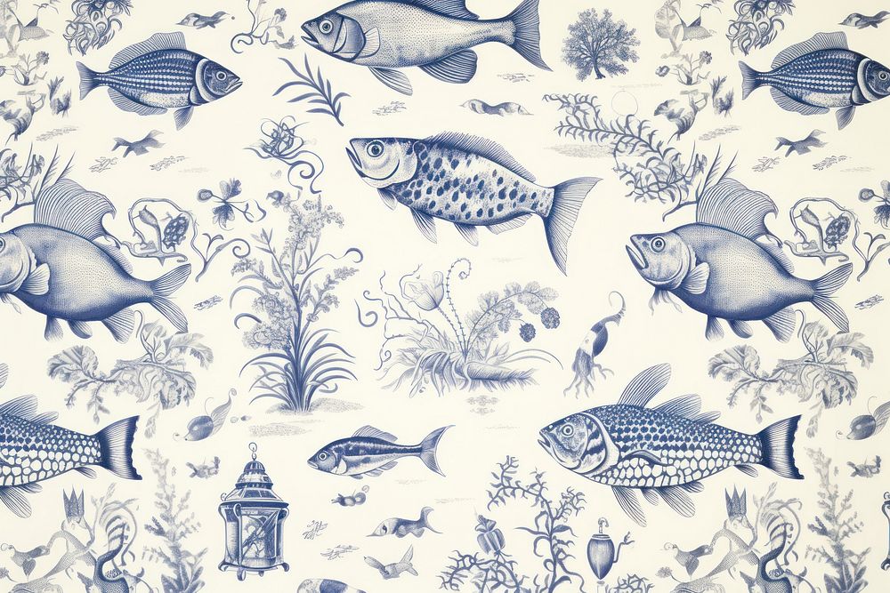 Fish wallpaper pattern drawing.