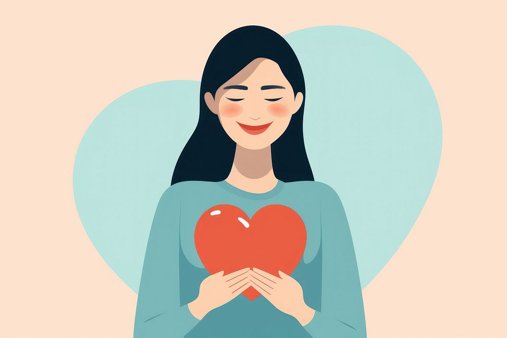 Woman holding heart smiling adult celebration. AI generated Image by rawpixel.