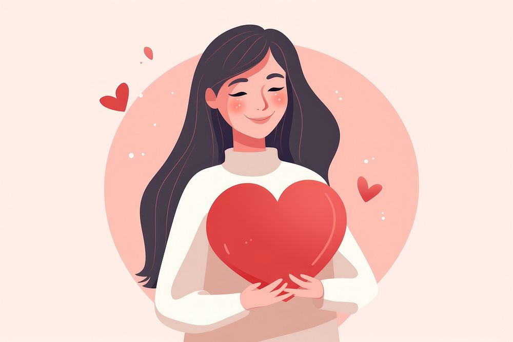 Woman holding heart smiling adult celebration. AI generated Image by rawpixel.
