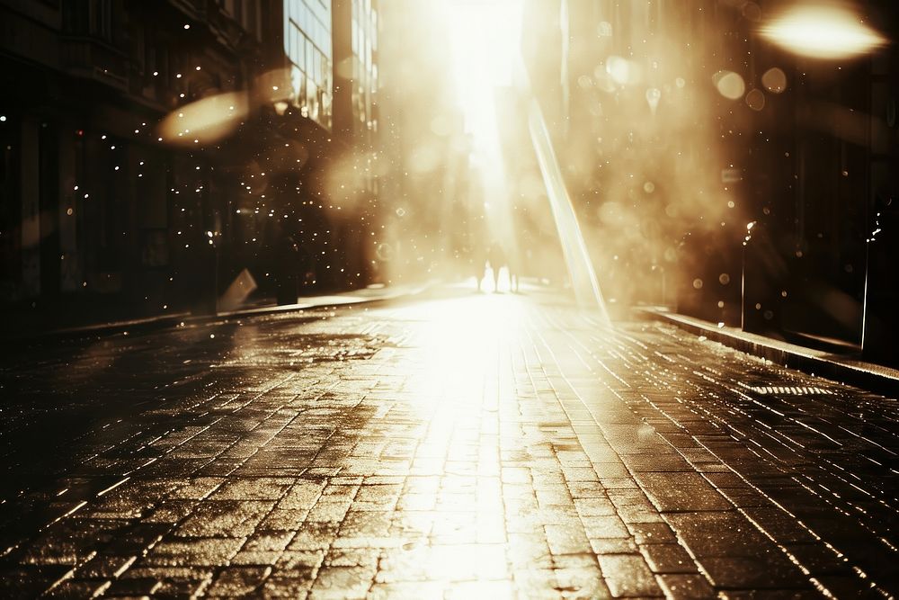 Transparent city street sunlight reflections lighting backgrounds outdoors.