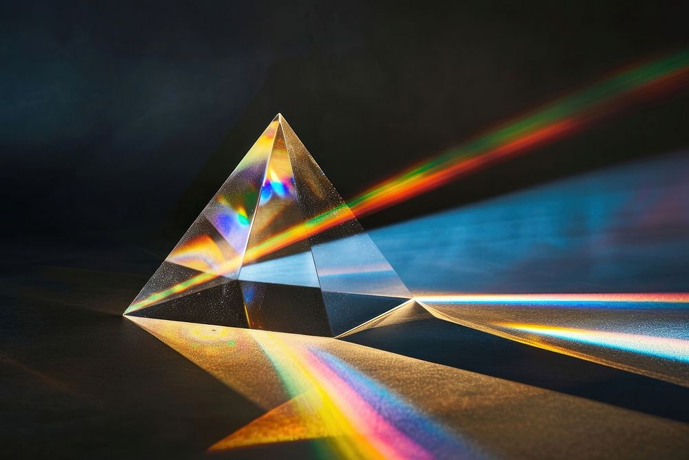 Transparent light from the prism abstract lighting pyramid.