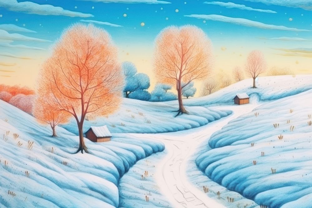 Winter landscape backgrounds outdoors painting.