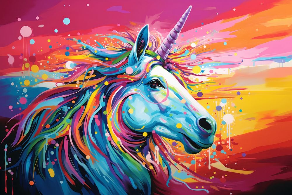 Surrealism painting of a unicorn art mammal animal.