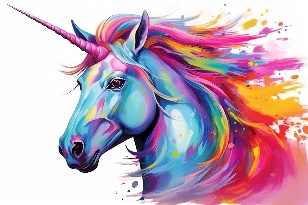 Surrealism painting of a unicorn art drawing animal.