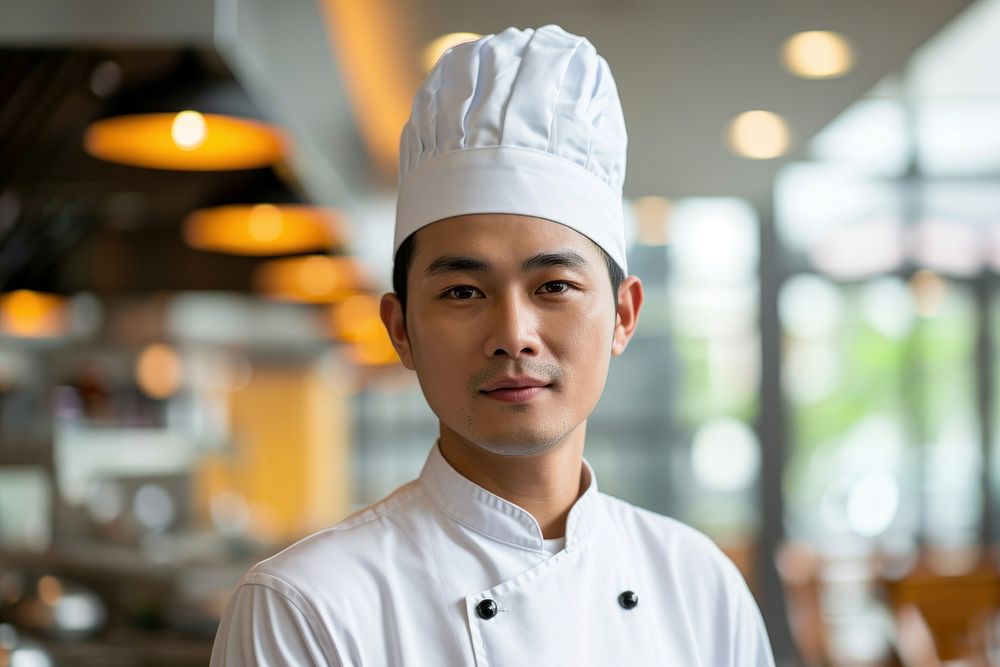 Thai male chef restaurant portrait adult.