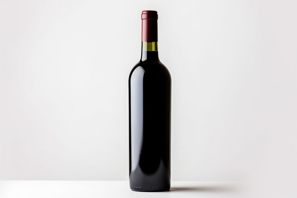 Bottle of red wine drink white background refreshment.
