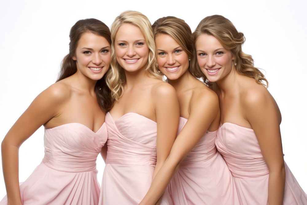 A group of 4 bridesmaid wedding dress adult.