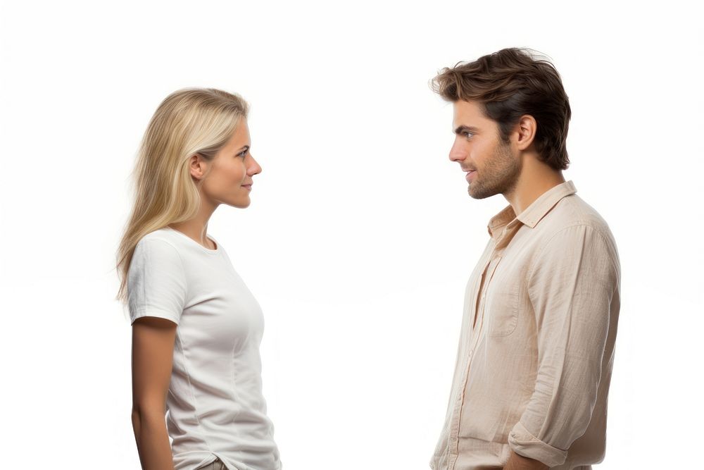 Man and woman in a conversation arguing sleeve adult.
