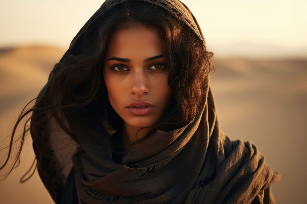 Middle eastern woman portrait outdoors fashion.