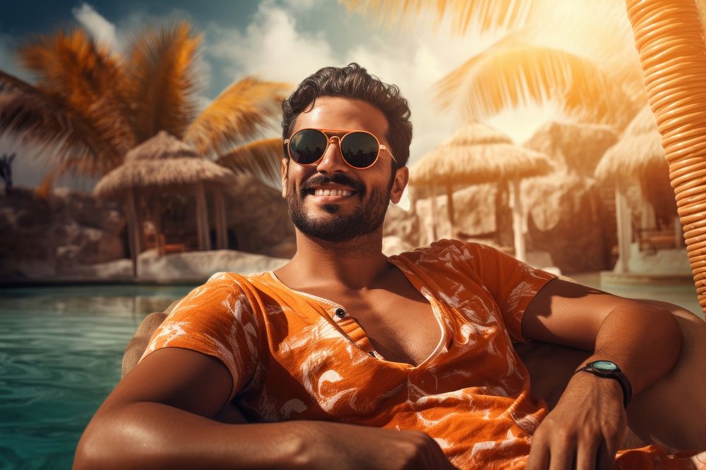 Middle eastern man sunglasses portrait summer.