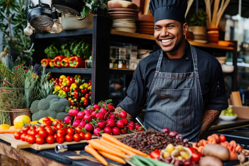 Multi ethnic chef market food entrepreneur.