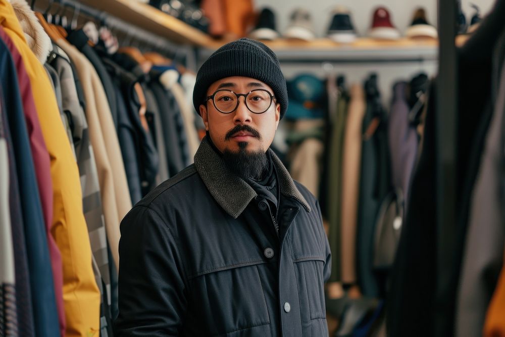 Multi ethnic fashion designer at minimal clothe shop portrait jacket adult.