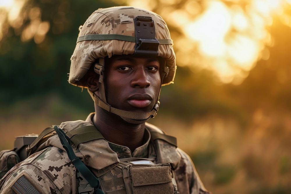Multi ethnic soldier at department military helmet army.