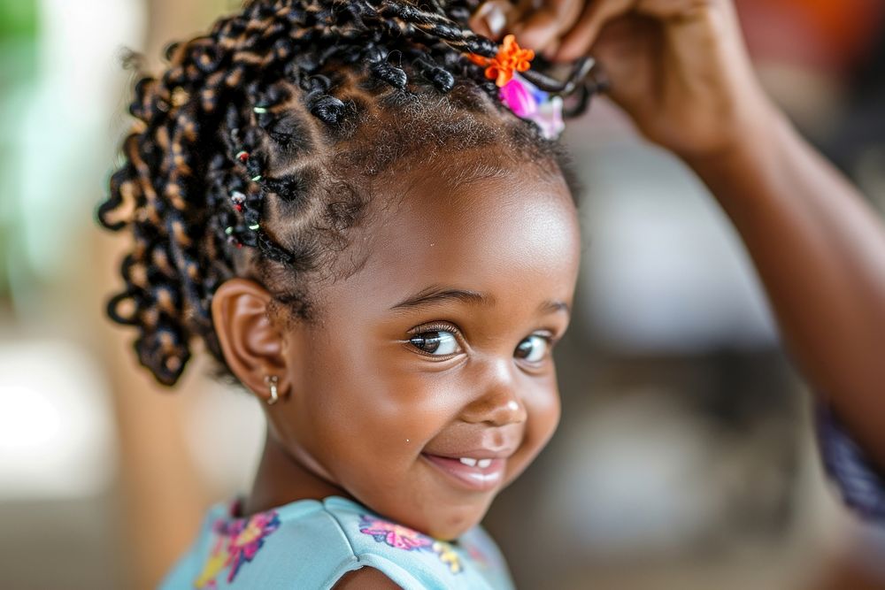American african baby girl braid child hair.