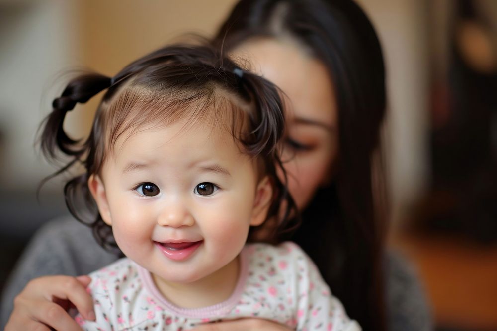 Asian baby girl portrait photo joy.