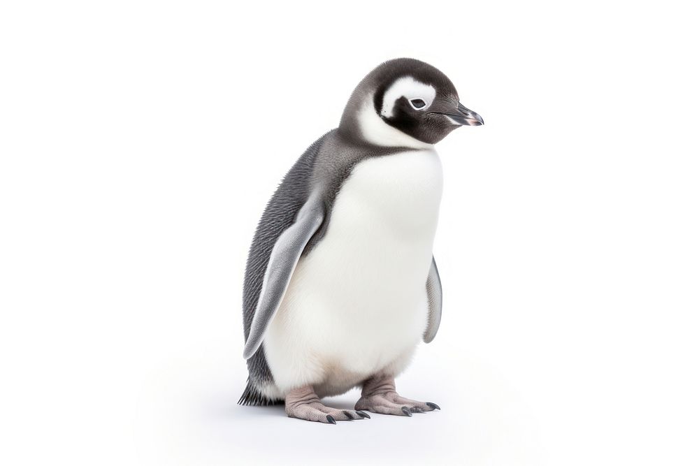  Baby penguin animal bird white background. AI generated Image by rawpixel.