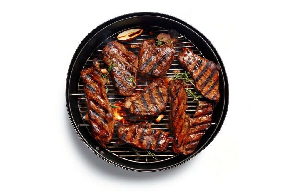 Bbq top view grilling cooking meat. AI generated Image by rawpixel.