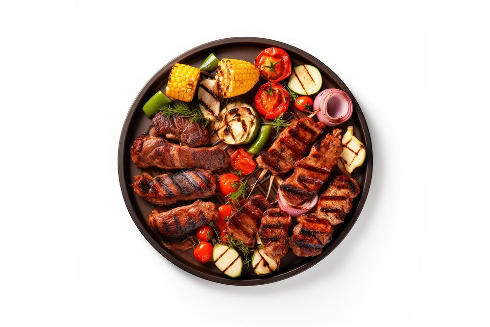 Bbq top view meat food meal. AI generated Image by rawpixel.