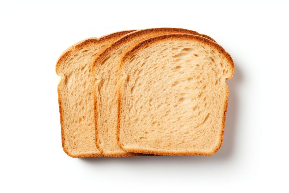 Bread slice top view food white background simplicity. AI generated Image by rawpixel.
