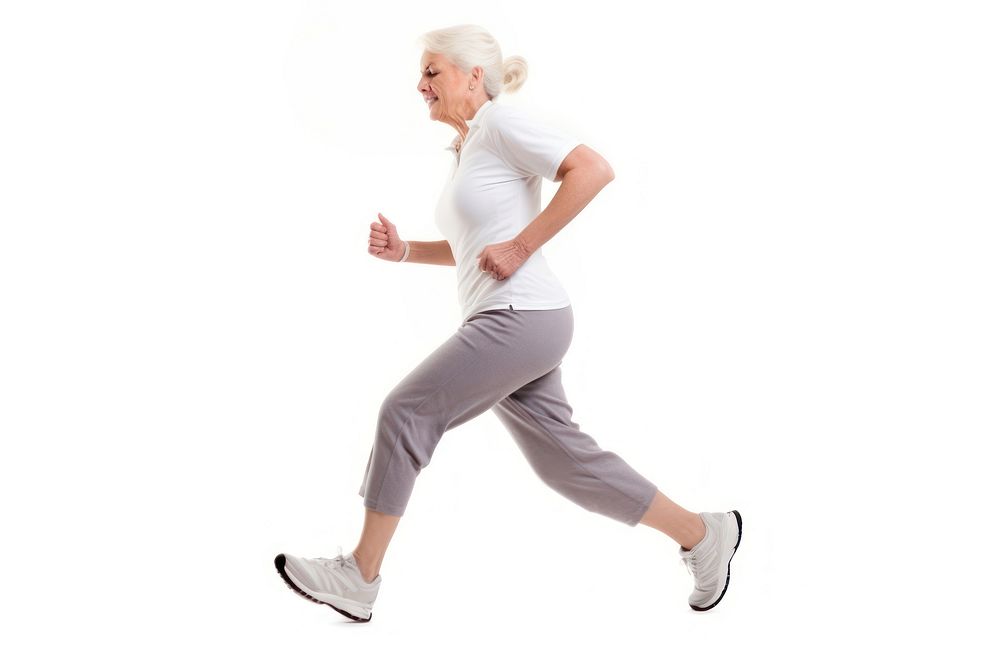 Senior woman jogging footwear walking adult. AI generated Image by rawpixel.
